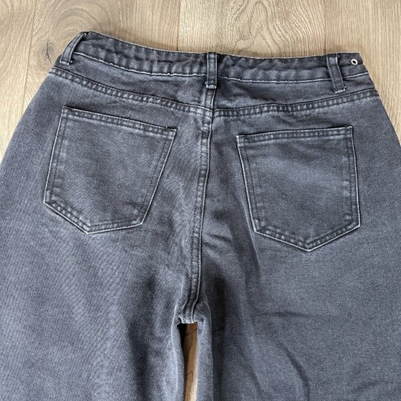 Shein Jeans Womens M Black Jeans Stainless Gromets Wide Leg Zip Button Pockets - Picture 6 of 10